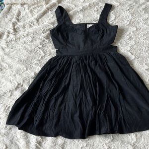 KEEPSAKE Black Peep Hole Sides Fully Lined Fit & Flare Mini V-Neck Dress Size M